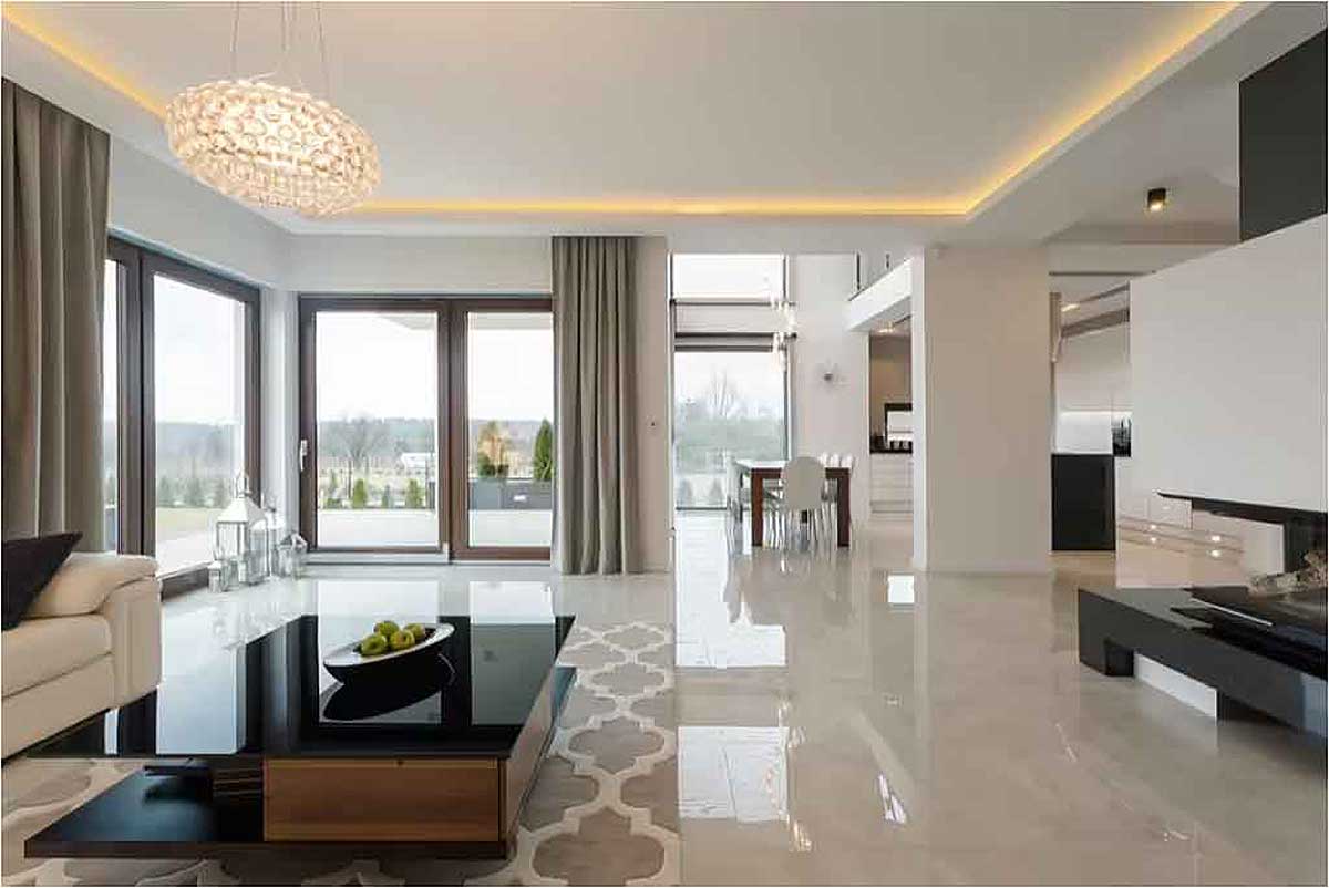Um imponente piso de mármore ilustra nossa artigo sobre: Como manter o brilho em pisos de mármore